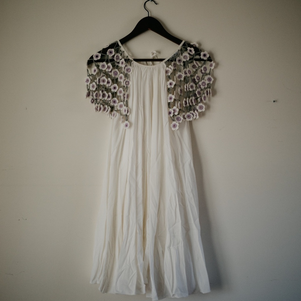 My Beachy Side Crochet Daisy Sleeve Mini Dress
